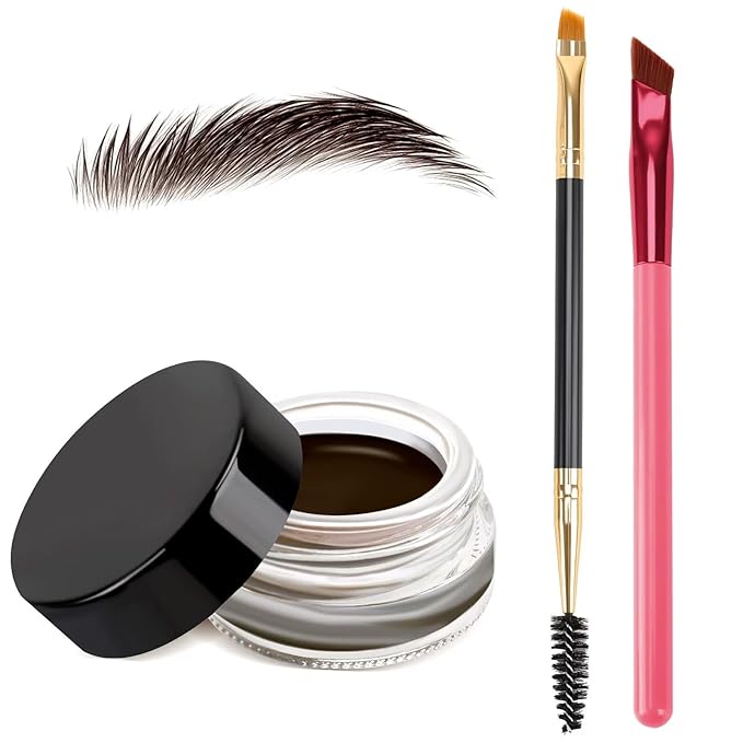 3 IN 1 Eyebrow Gel Kit With 2 Eyebrow Brushs,【High Pigment】,【Waterproof】,【Long Wearing】, Eyebrow Pomade For All Skin Tones, #10 ash-brown