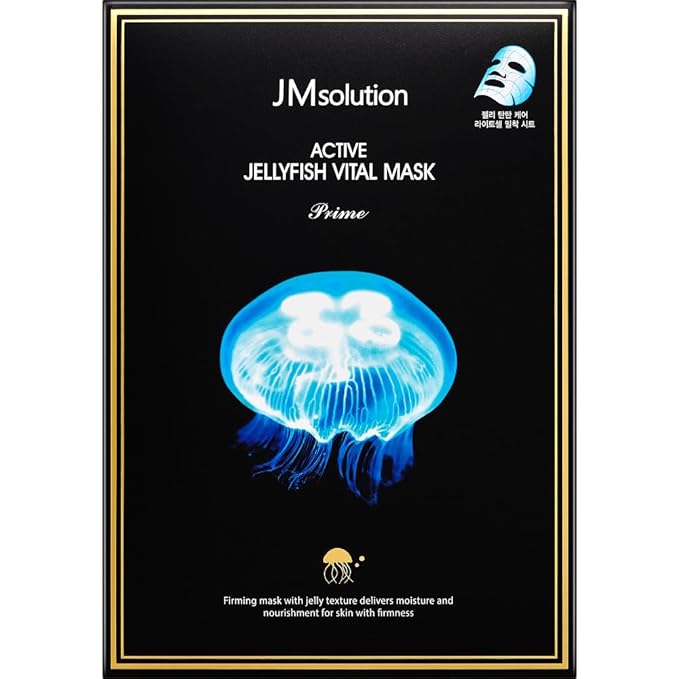 JMsolution Active Jellyfish Vital Mask Prime (10 Sheets, 33ml Each) | Jelly Essence Sheet Mask for Plump & Bouncy Skin | Hydrating & Revitalizing Korean Face Mask | K-Beauty Skincare