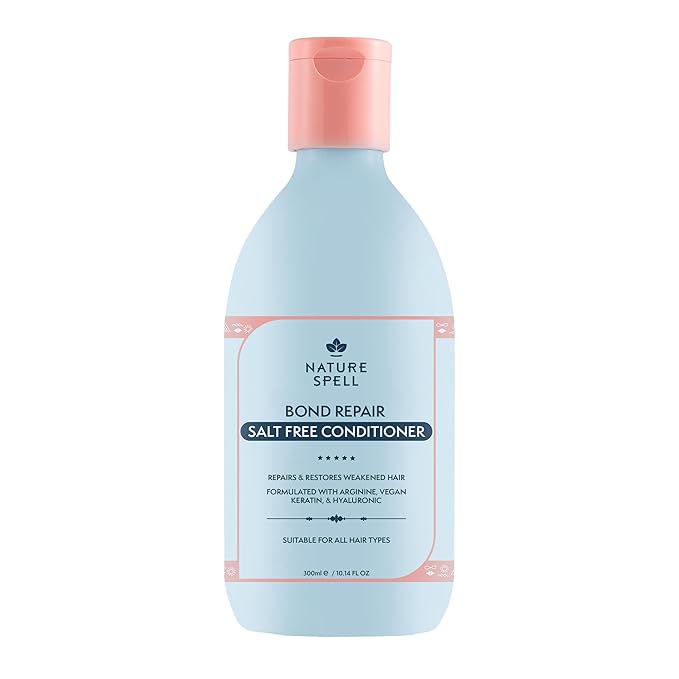 Nature Spell Bond Repair Conditioner, Sulfate & Paraben Free, Repairs & Nourishes Weak Strands with Vegan Keratin & Hyaluronic Acid, Color Safe, For All Hair Types, Vegan, 10.14 fl oz