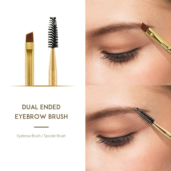 Docolor Eyebrow Brush Duo, Professional Angled Eye Brow Brush and Spoolie Brushes Perfect for Lining and Shaping Brows, Spoolie for Brows or Lashes Black
