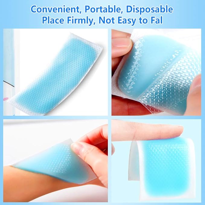 40 Sheets EasYeah Cooling Patches for Fever Discomfort & Pain Relief, Cooling Relief Fever Reducer, Soothe Headache Pain, 10 Count Per Box (4 Boxes)