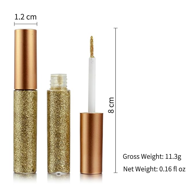 Liquid Glitter-Eyeliner, Shimmer-Water-proof Eye-Glitter Makeup Colorful Eye Liner Liquid Eyeliner (Gold)