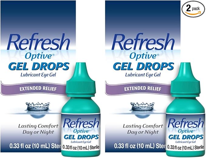 Refresh Optive Gel Drops Lubricant Eye Gel for Dry Eyes, 0.33 Oz Sterile (Pack of 2)
