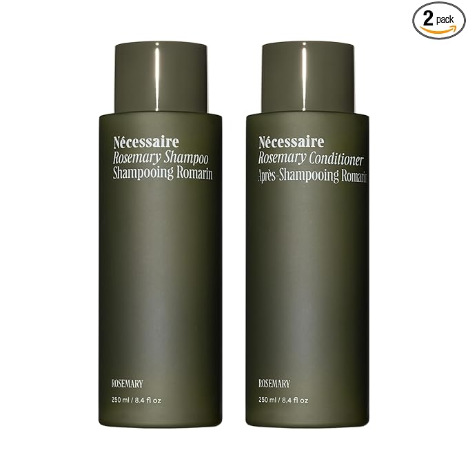 Nécessaire Rosemary Hair Duo | Multi-Protein Strengthening Rosemary Shampoo and Conditioner Set For Thinning Hair. For Women + Men. Free Of Sulfates. Color-Safe. 250 ml / 8.4 oz
