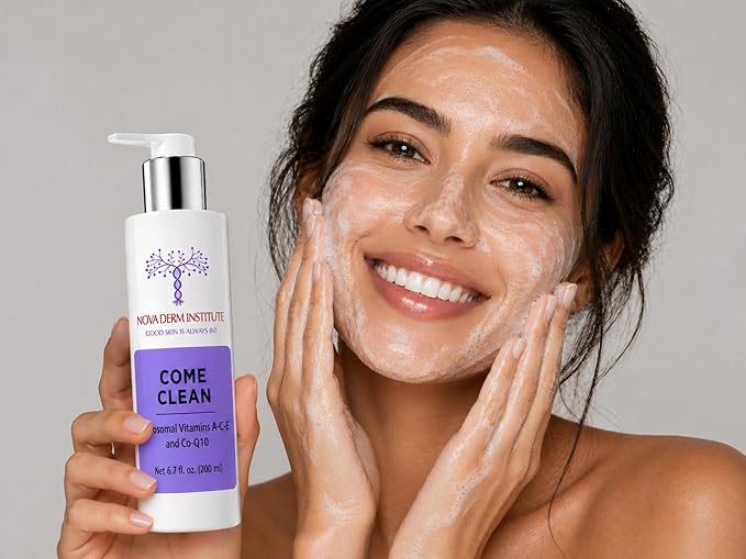 Nova Derm Come Clean Gentle Facial Cleanser –AHA BHA Face Wash for Oily & Acne Prone Skin, Deep Pore Cleansing, Non Comedogenic, Fragrance Free Face Wash(6.7 fl oz)