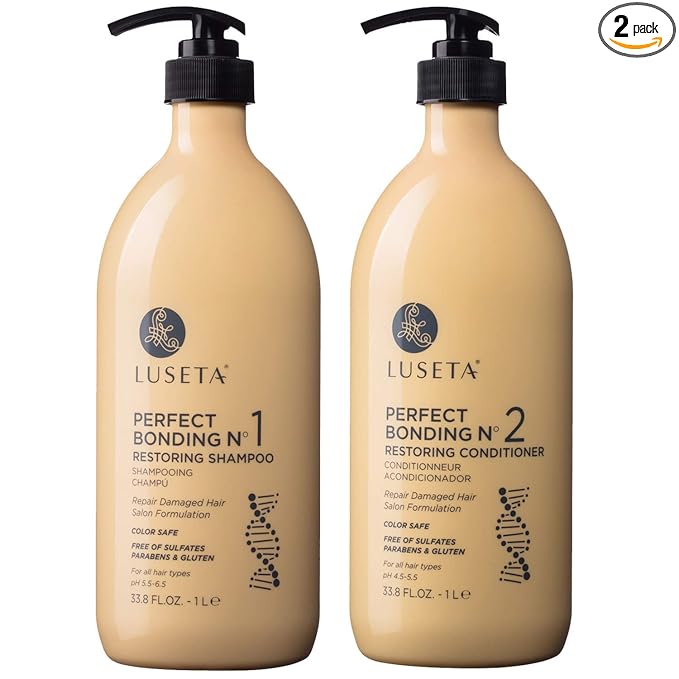 Luseta Perfect Bonding Restoring Shampoo & Conditioner Set, Bond Strengthening & Color Longevity for All Hair Type, Bond Repair Shampoo and Conditioner Set Sulfate & Paraben Free, 2x33.8 oz