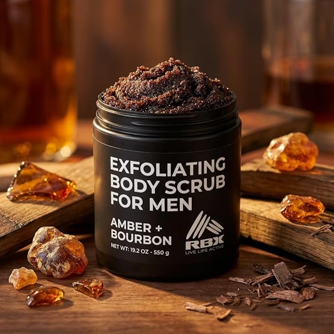 RBX Exfoliating Body Scrub For Men with Shea Butter Vitamin A and C, Moisturizing Hydrating Body Scrub for Healthy Skin