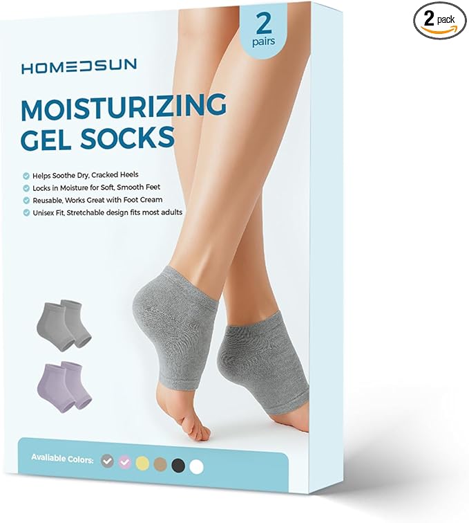 2 Pairs Moisturizing Gel Toeless Socks for Dry Feet Cracked Heel Stick Repair Treatment Women Hydrating Foot Spa Moisture Softens Reusable Pedicure Sock