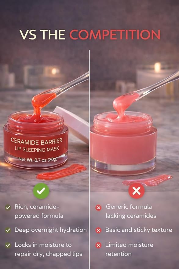 EVYRA Ceramide Barrier Lip Sleeping Mask 20g – Overnight Lip Repair for Very Dry & Chapped Lips – Peach Flavor – Lanolin & Petrolatum Free Lip Treatment