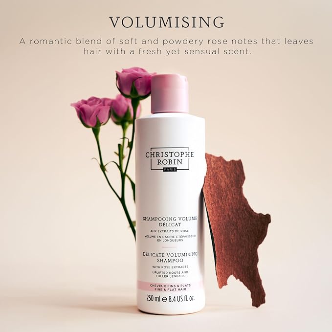 Christophe Robin Delicate Volumizing Shampoo With Rose Extracts for Thin, Fine, and Flat Hair 8.4 fl. oz (Pack of 2)