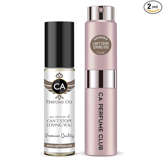 CA Perfume Duo Impression of Can't Stope Loving You For Women Perfume Layering Set Long Lasting Travel Size EDP + Body Oil Roll-On Bottle 0.27 Fl Oz+0.33 Fl Oz