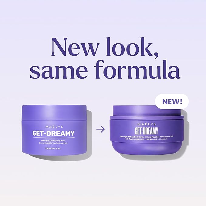 MAËLYS GET-DREAMY Overnight Toning Whip - Cellulite Cream & Skin Tightening Support with Milk Thistle + Uva-Ursi - Moisturizing Body Cream in a Whipped Texture (6.8 Fl Oz)