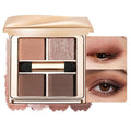 Warm Brown Nude Eyeshadow Palette – 4 Matte&Glitter High-Pigment Blendable Waterproof Long-Lasting Eye Shadow for Soft Glam, Everyday Natural Makeup&Brown Smokey Eye Looks, Paleta de Sombras de Ojos