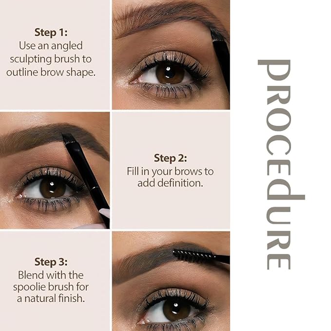 FeiCuiYun 3 Colors Eyebrow Powder Kit for Women, Long-Lasting Waterproof Matte Brow Powder, Eye Brow Powder with 2 Double-ended Eyebrow Brush, Purse-Friendly Compact (A03#Black Tea, 1Pcs)