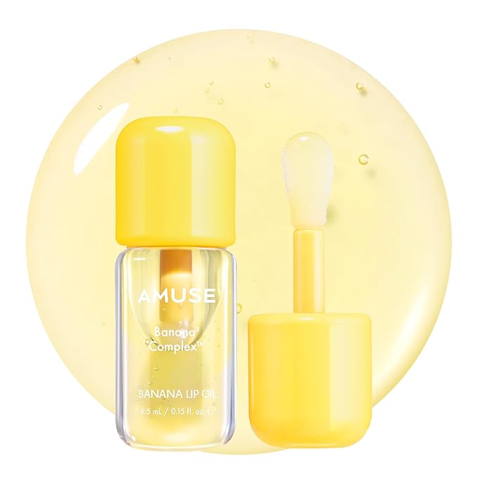 Amuse SEOUL Banana Lip Oil (02 BANANA) - Moisturizing Lip Oil Stain, Banana Scent, Hydrating Nourishing Crystal Clear Lip Stain, Lightweight Non-Sticky Glossy Finish, Vegan, Korean Makeup