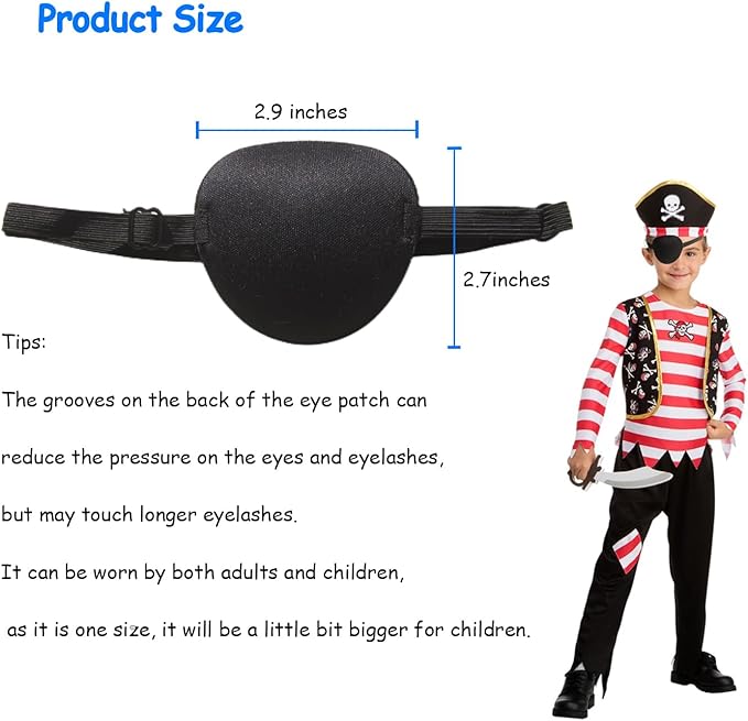 6pcs Eye Patch, Adjustable Soft Eye Patches for Adults and Kids,Medical Eyepatch for Amblyopia Lazy Eye,Left or Right Eyes, 6 Colors
