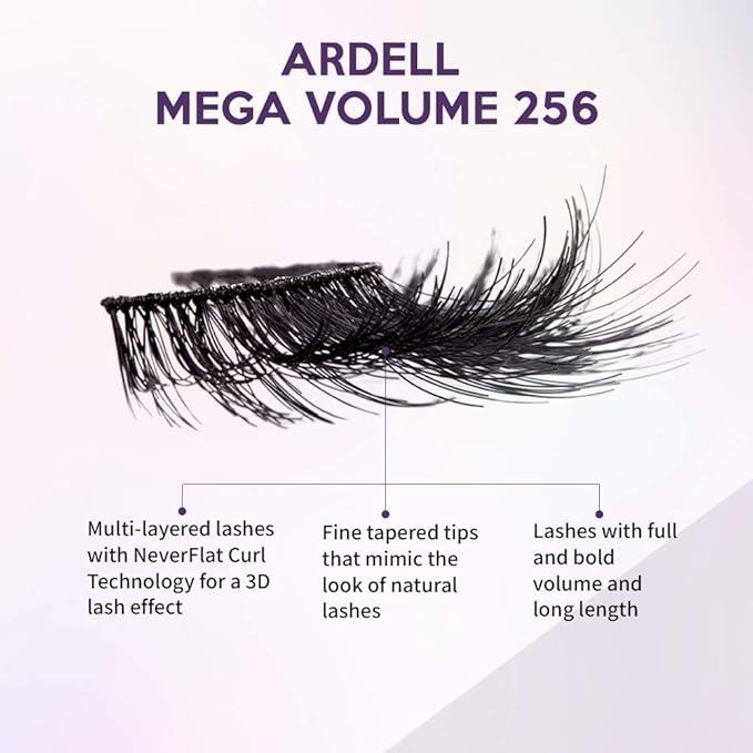 Ardell Mega Volume Lash 256 Multi-Layered False Lashes with Curl Technology (4 Pack)