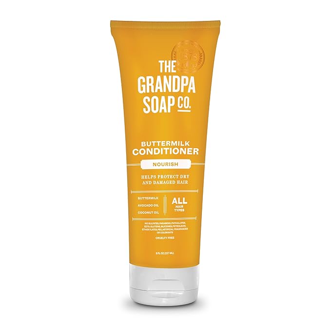 The Grandpa Soap Company Buttermilk Conditioner - Nourishing Formula to Help Strengthen and Hydrate Hair, With Coconut Oil & Silk Protein, Sulfates and Parabens Free, 8 Fl Oz