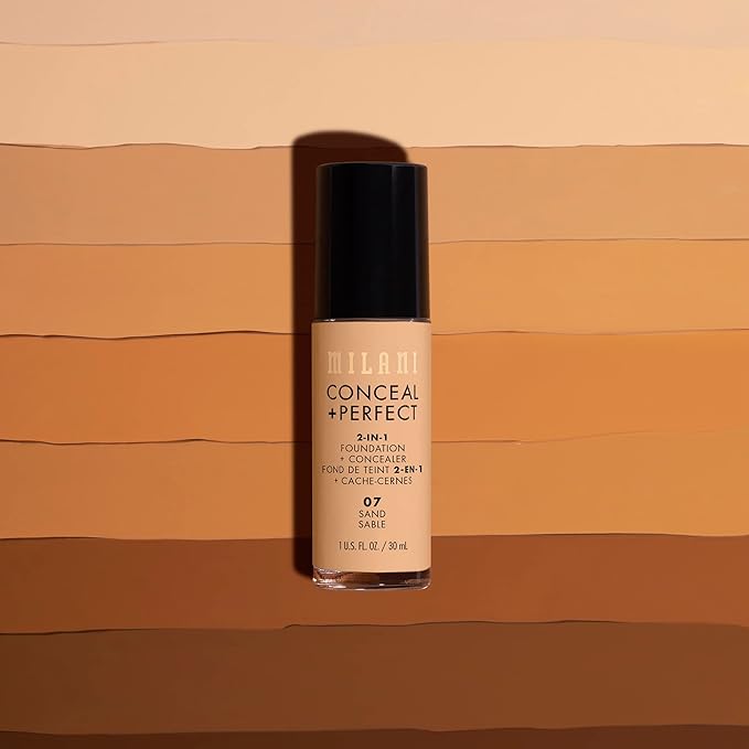 Milani Conceal + Perfect 2-in-1 Foundation + Concealer for a Flawless Complexion, Under Eye Corrector, Cover Redness and Imperfections, Waterproof and Sweatproof - 0A2-Cream