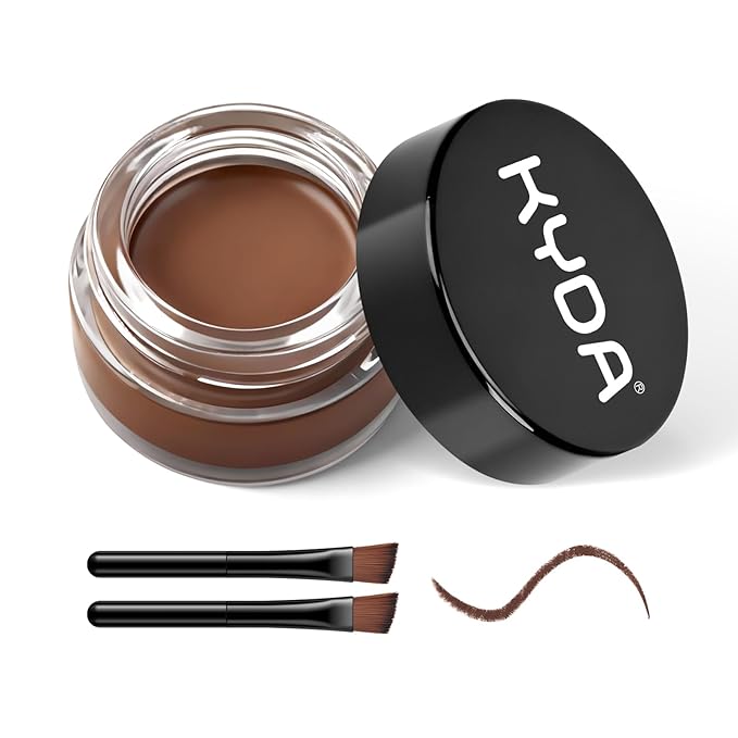 KYDA Brown Gel Eyeliner, Lasting Waterproof Cream Eyeliner & Eyebrow Makeup, High Pigment Smudge-proof Formula, Waterline Matte Eye Liner with Brush, Natural Brow Pomade Set, Chocolate