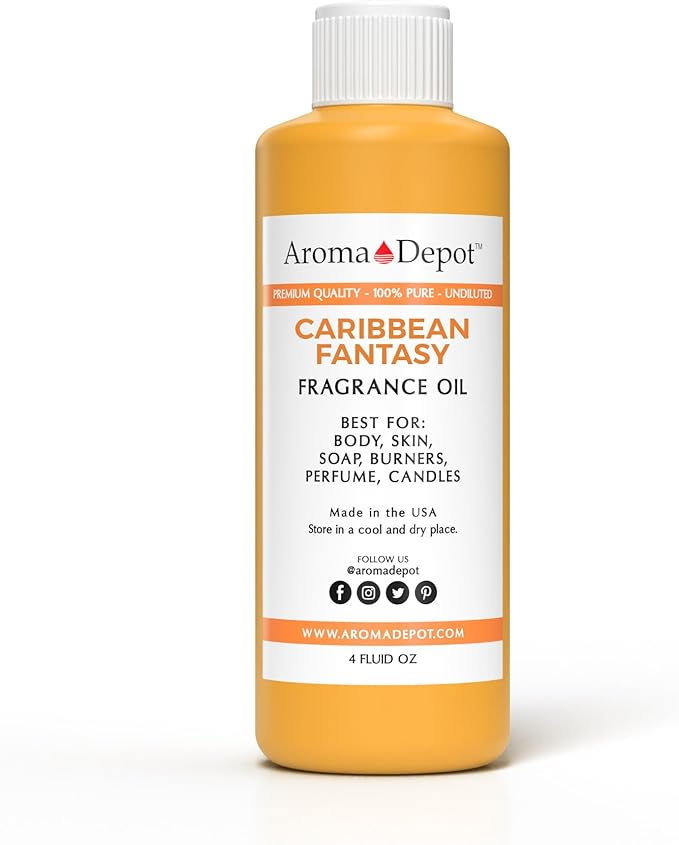 Caribbean Fantasy 4 oz. Fragrance Oil I Perfume I Skin Oil I Scented Oil. DIY Projects Such as Candles, Bath Bombs, Body Butters, Creams & Lotions. Few Drops in The Diffuser, Burners, or Warmers