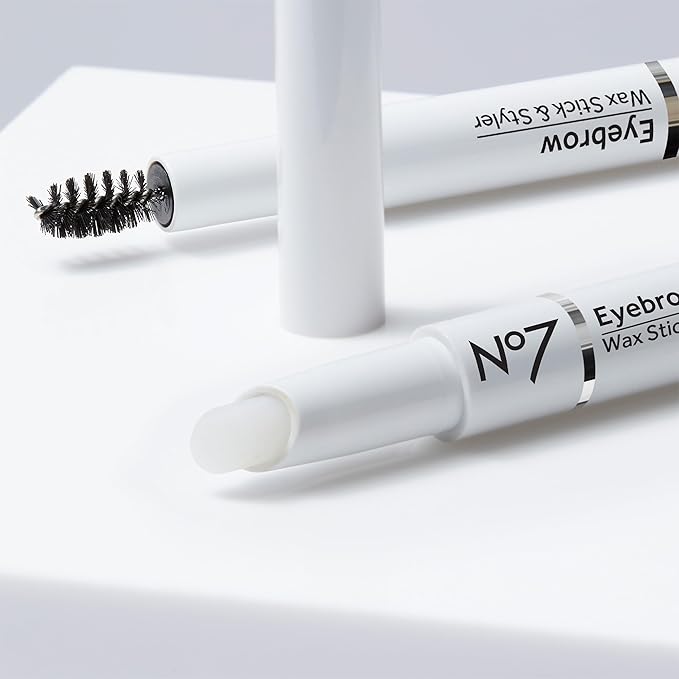 No7 Brows Wax Stick & Styler - Clear Eyebrow Wax with Built-In Brush for Setting, Taming & Styling Brows - Great for a Fuller, More Volumized Look (0.24 oz)