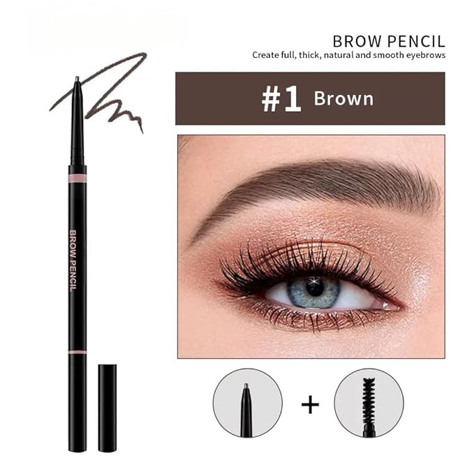 Eyebrow Pencil – Ultra-fine eyebrow pencil, precision nib and spool brush, filler sparse areas, natural eyebrow makeup, waterproof women's eyebrow pen (01# Brown)