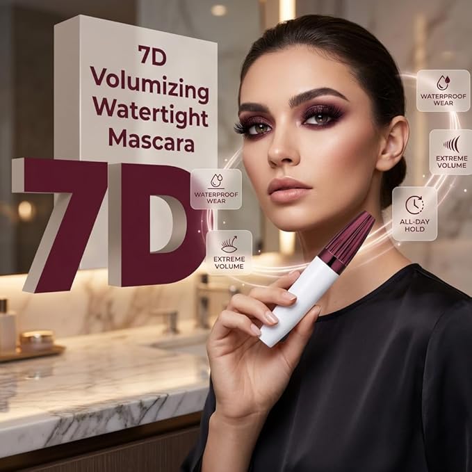 3 PCS 7D Waterproof Volume Mascara, 2026 Upgrade Smudge-Proof Curling & Lengthening Mascara, Long-Lasting Black Mascara Fiber Lashes Thickening Eye Makeup for Defined Curl for Women Girls