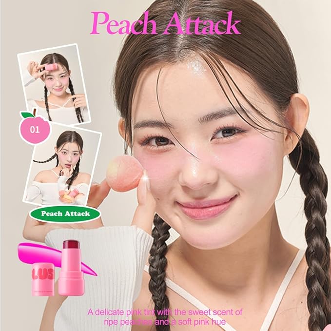Elensilia Plush Water Jelly Lip & Cheek Tint – Peach Attack, 10g (0.35oz) | Lightweight & Buildable Tint for a Natural, Fresh Glow