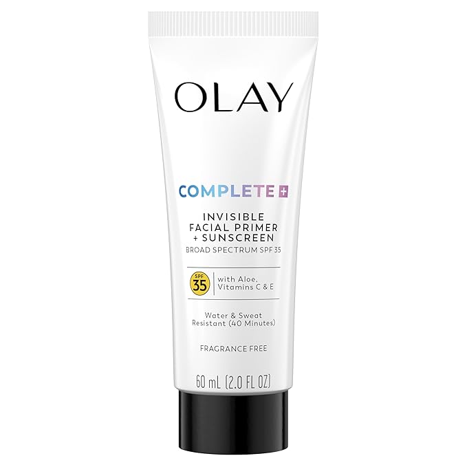Olay Invisible Facial Primer + Sunscreen SPF 35, Aloe, Vitamin C & E Enriched, Lightweight, Water & Sweat Resistant & 100% Invisible, 2 fl oz