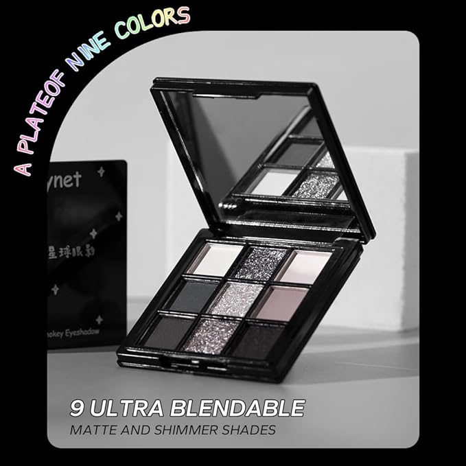 URQTt Eyeshadow Palette Set - Rich Colors Eye Makeup Kit, Black, Blue, Green, Purple Eyeshadow Shades, Natural Nude Matte Shimmer Glitter Naked Eye Shadow Pallete Set (Reversal Star Smokey)