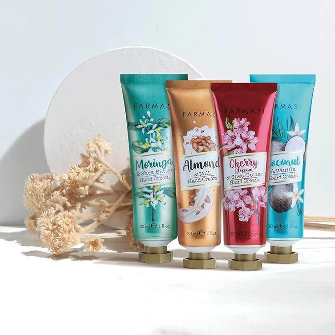 FARMASi Hand Cream with Shea Butter, Nourishing Moisturizing Hand Lotion for Dry Skin, Fast-Absorbing Non-Greasy Texture, Everyday Hand Care, Travel Size, 1 fl oz, Coconut & Vanilla