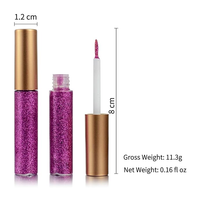 Liquid Glitter-Eyeliner, Shimmer-Water-proof Eye-Glitter Makeup Colorful Eye Liner Liquid Eyeliner (Rose)