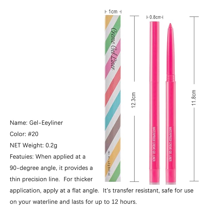 Eyeliner Pencil, Waterproof Eyeliner Long-lasting, Rose-red Eye Liner, High-Pigmented Colorful Eyeliners Easy To Use Eye Liner Pen for Women, Rose-red