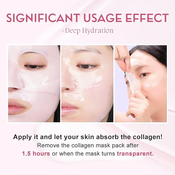 PDRN Pink Jelly Gel Mask, Deep Collagen Overnight Face Mask, Hydrating Firming Moisturizing, Pore Minimizing Elasticity Plumping Korean Skincare, 5 EA Set