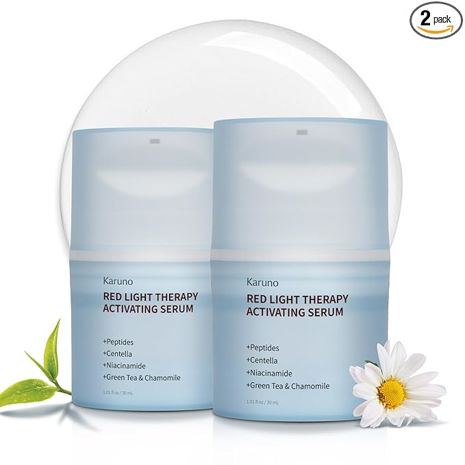 Red Light Therapy Serum for Face – Activation & Hydration Booster for LED Mask, Microcurrent & Facial Devices – Hyaluronic Acid, Green Tea, Niacinamide, Centella & Aloe – 1.01 fl.oz * 2