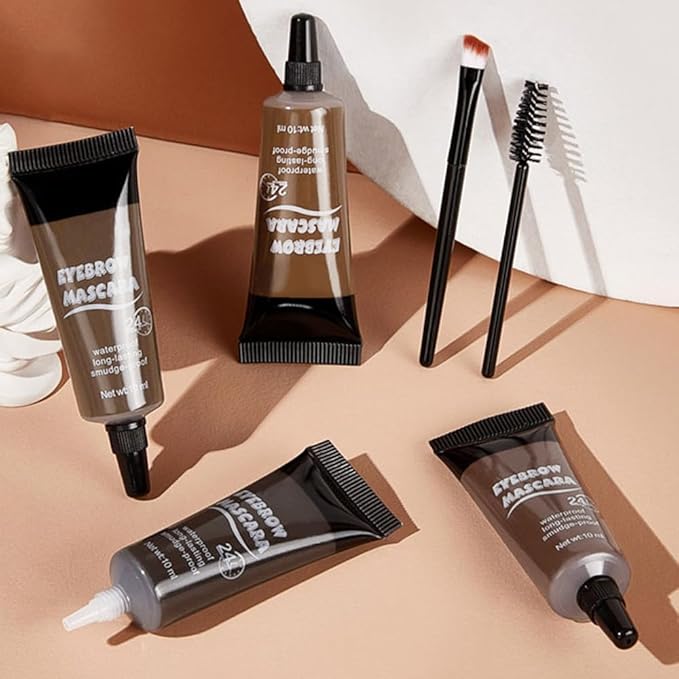 Tinted Thickening Eyebrow Mascara with Two Eyebrow Brushes,Brow Fast Sculpt,Waterproof,Transfer-proof,Eyebrow Tinting Kit- Cruelty Free - Light Medium Brown (2 Pack) (02#Reddish Brown &03#Gray)