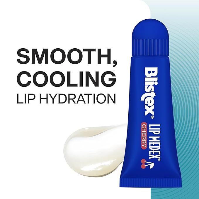 Blistex Cherry Lip Medex, 0.35 oz Each, Advanced Hydration, Medicated Relief with Cooling, Soothes and Protects, Restores Healthy Moisture Balance to Lips, 2 Count, 1 Pack