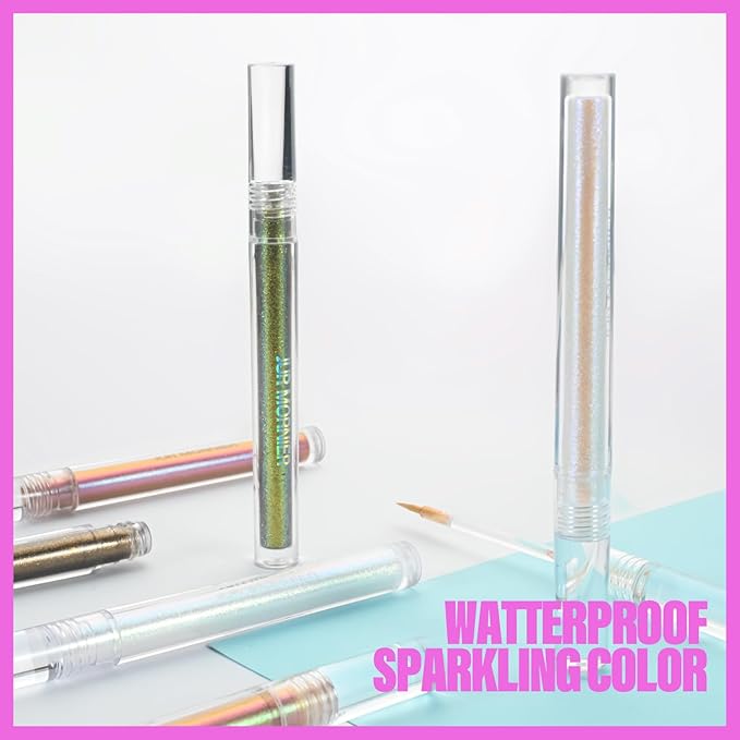 3PCS Multichrome Liquid Eyeshadow Set,Multi-Dimensional Fairy Makeup,High Pigment Waterproof Aurora Eye Shadow,Ultre Fine Tip Glitter Eyeliner (01 Aurora+02 Twilight+03 Moonbow)