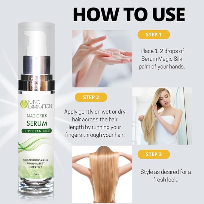Magic Silk Serum – Shimmer and Shine Hair Serum – Advanced Anti-Frizz Hair Products for Women and Men for Stronger and Softer Hair – UV Protection – Ultra-Lightweight Formula