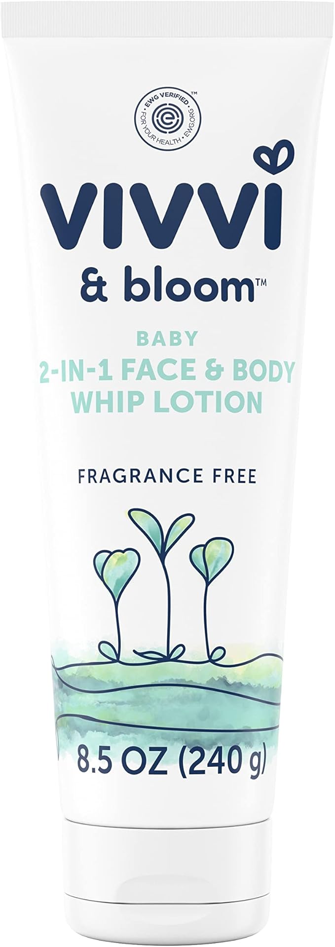VIVVI & Bloom 2-in-1 Baby Lotion, Face and Body, for Delicate & Sensitive Baby Skin, Hypoallergenic Lotion, Fragrance Free, 8.5 oz (Pack of 1)