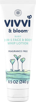 VIVVI & Bloom 2-in-1 Baby Lotion, Face and Body, for Delicate & Sensitive Baby Skin, Hypoallergenic Lotion, Fragrance Free, 8.5 oz (Pack of 1)