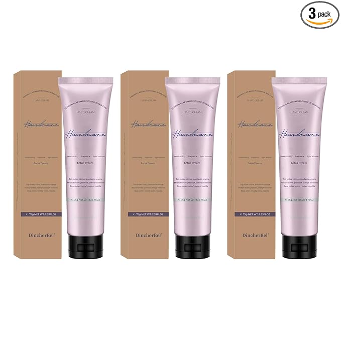 DincherBel Lotus Dream Hand Cream for Dry Cracked Hands, Birthday Gifts for Women, Bridesmaid Gifts, Nurse Gifts, Party Favors, Hand Cream Gifts Set for Women, Travel Size 2.33fl.oz x 3