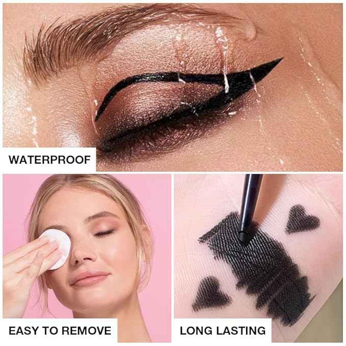 WanTuoluo Automatic Black Eyeliner Pencils, 6PCS Eye Liner Shadow Brow Pen for Women – Multi-Use Auto Cream Smooth Matte Blackest Pen, Vegan (ZC)