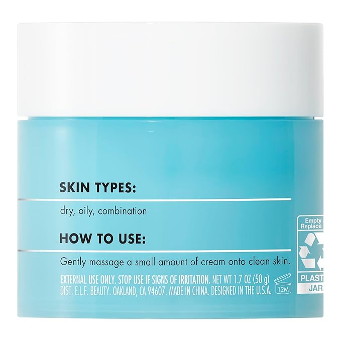 e.l.f. SKIN Holy Hydration! Face Cream with Hyaluronic Acid, Fragrance Free, Niacinamide & Peptides, Nourishing Moisturizer, Vegan & Cruelty-Free
