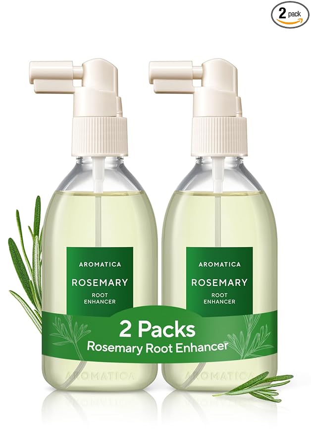 AROMATICA Root Enhancer (2 Packs) Rosemary Water Spray for Hair Growth – Korean Hair Care Oil for Scalp Detox – Flaky & Itchy & Dry Scalp Treatment – Free from Sulfate, Silicone, and Paraben (3.38oz)
