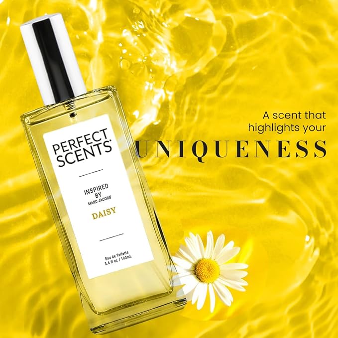 Perfect Scents Fragrances, Inspired by Marc Jacobs' Daisy, Women’s Eau de Toilette, CLEAN, Vegan, Paraben-Free, Phthalate-Free, Never Tested on Animals, 3.4 Fluid Ounces