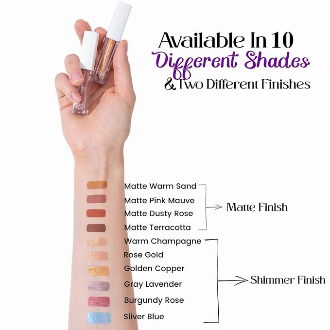 M2U NYC (Golden Copper Liquid Eyeshadow – Quick Drying Liquid Eye Shadow with One Swipe Pigment Coverage – Long Lasting, Buildable & Blendable Crease Proof Formula – Shimmer Finish