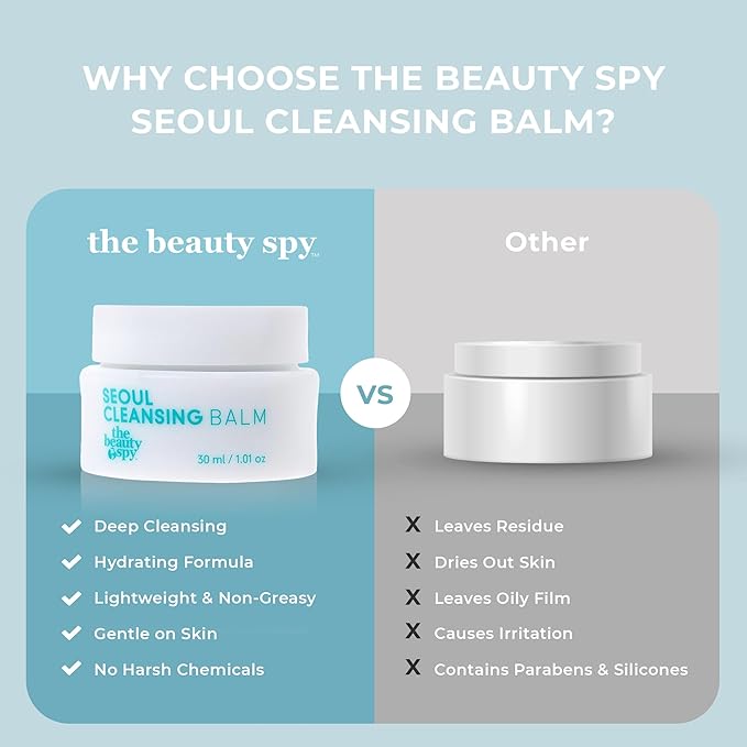 The Beauty Spy Seoul Cleansing Balm-To-Oil Make Up Remover | 3-in-1 Koream Face Cleanser, Makeup Remover & Moisturizing Balm | Ginseng, Green Tea & Peptides | Safe on Skin (30ml)