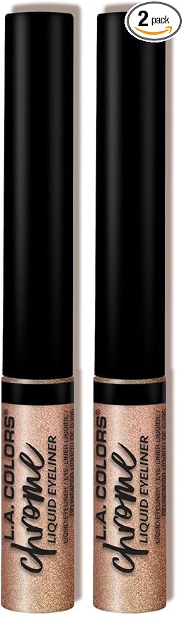 L.A. COLORS Liquid Eyeliner Collection, Chrome Rose Gold CLE806 (Pack of 2)